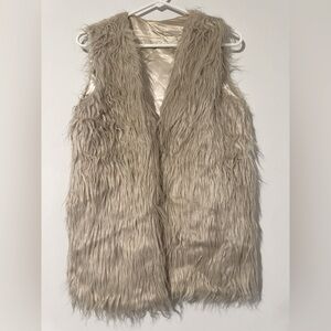 2 Chic Cream Color Polyester Vest w/ Hook & Eye Closure